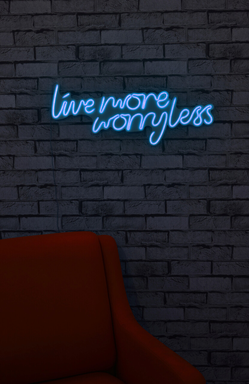 Decoratiune luminoasa LED, Live More Worry Less, Benzi flexibile de neon, DC 12 V, Albastru - 1 | YEO