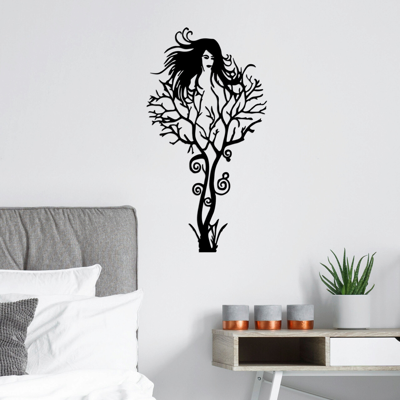 Decoratiune de perete, Witch, Metal, Dimensiune: 37 x 70 cm, Negru - 1 | YEO