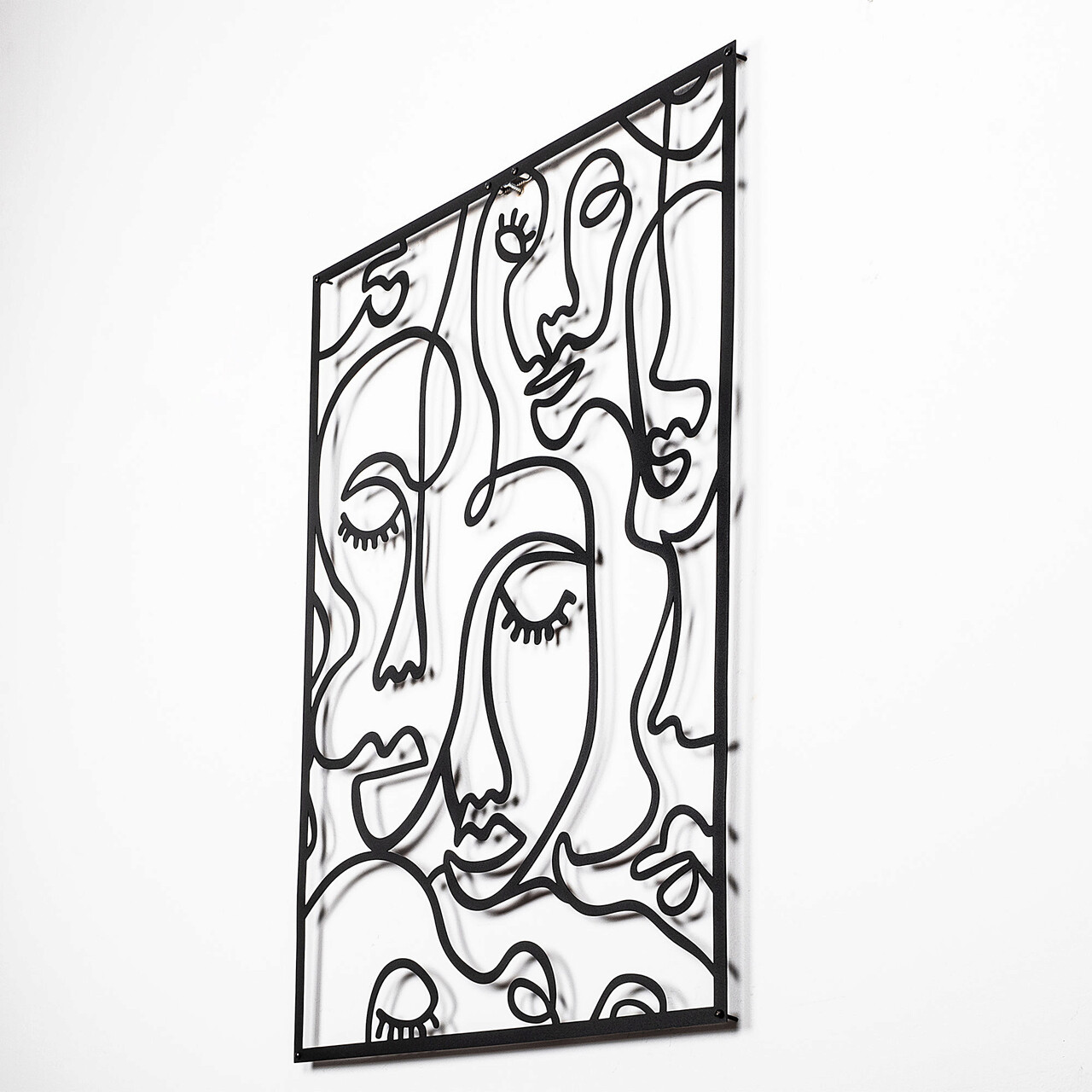 Decoratiune de perete, Faces 2, Metal, Dimensiune: 52 x 70 cm, Negru - 2 | YEO