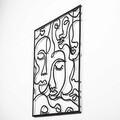 Decoratiune de perete, Faces 2, Metal, Dimensiune: 52 x 70 cm, Negru