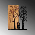 Decoratiune de perete, Love Under The Tree, 50% lemn/50% metal, Dimensiune: 45 x 58 cm, Nuc / Negru