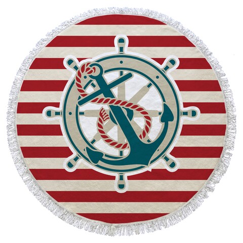 Prosop de plaja Nautical Label, Oyo Concept, Ø155 cm, policoton, multicolor