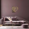 Decoratiune de perete, Heart, 50% lemn/50% metal, Dimensiune: 58 x 58 cm, Nuc / Aur