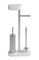 Suport pentru hartie igienica si perie de toaleta + spatiu depozitare accesorii, Wenko, Rivazza, 32 x 17 x 72.5 cm, inox