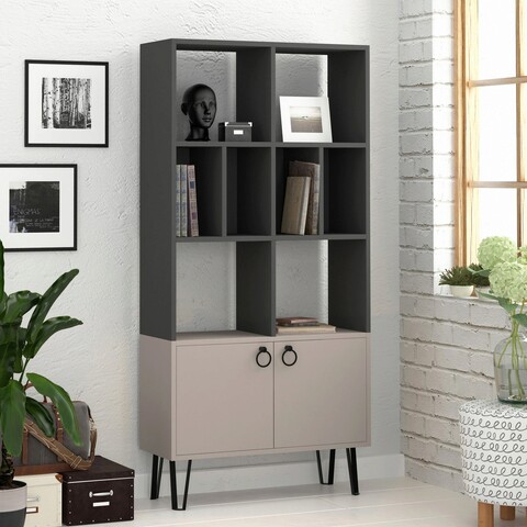 Corp biblioteca, Decortie, Bene, 80x166x30 cm, Antracit / Mocha deschis