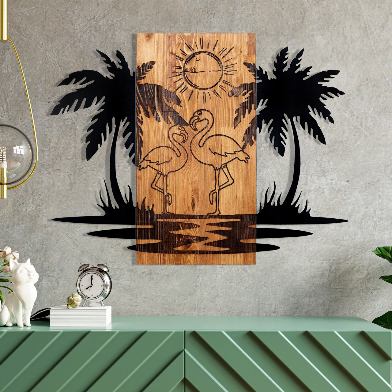 Decoratiune de perete, Hawaii, Metal, Dimensiune: 70 x 43 cm, Nuc negru