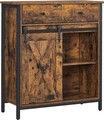 Bufet cu usa glisanta Vasagle, 70x30x80 cm, PAL/otel, maro rustic