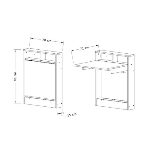 Masuta pliabila cu fixare pe perete Bracked, Elegance, 70x15x90 cn, alb