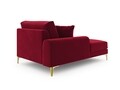 Sezlong living stanga, Madara, Mazzini Sofas, gold legs, 102x182x90 cm, catifea, rosu vin