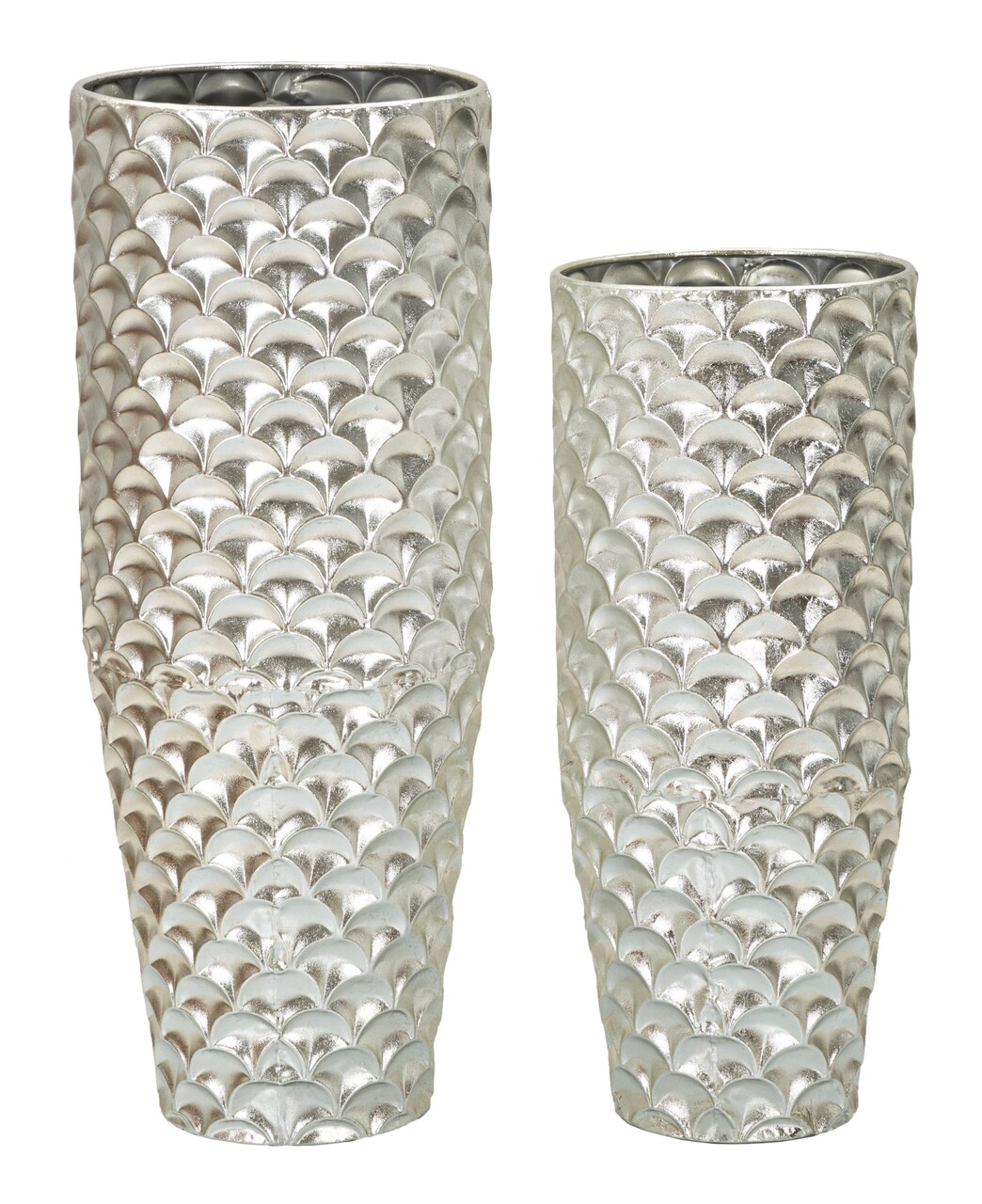 Set 2 ghivece / vase decorative Silvy, Mauro Ferretti, 37x37x92 cm, fier, argintiu