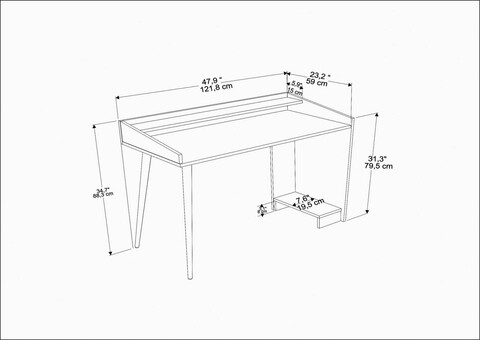 Birou, Retricy, Vanessa, 121.8x59x88.3 cm, PAL, Nuc