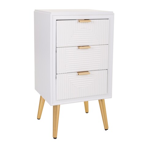 Noptiera White, Creaciones Meng, 39x36x72.5 cm, MDF, alb/auriu