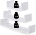 Set 3 rafturi de perete, Vasagle, 60x15x10 cm, MDF, alb