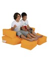 Set fotoliu dublu si 2 taburete pentru copii, Bean Bag, Ferndale, 100x50x40 cm, poliester impermeabil, portocaliu