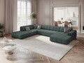 Coltar panoramic stanga 7 locuri, Jennifer-140, Micadoni Home, 364x262x70 cm, tesatura chenille din poliester, petrol