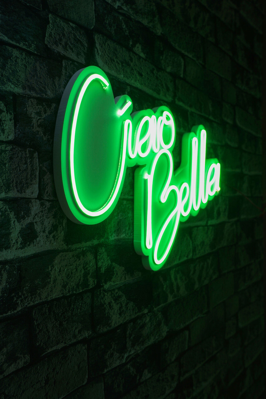 Decoratiune luminoasa LED, Ciao Bella, Benzi flexibile de neon, DC 12 V, Verde