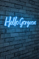 Decoratiune luminoasa LED, Hello Gorgeous, Benzi flexibile de neon, DC 12 V, Albastru