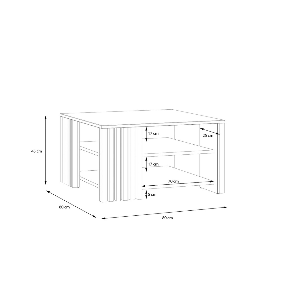 Masuta de cafea Kampen, Bedora, 80x80x45 cm, PAL, stejar/negru