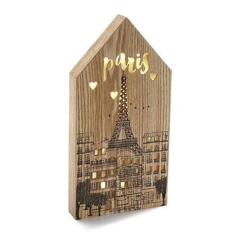 Poza Decoratiune luminoasa Paris, Versa, 17x34 cm, lemn