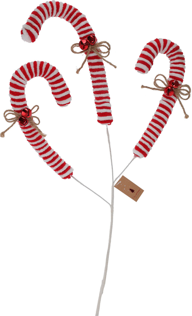 Decoratiune Candy Cane on Stick, Excellent Houseware, 23x3x63 cm, polistiren