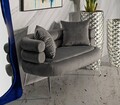 Canapea 2 locuri cu perne Silvery, Mauro Ferretti, 133x68x69 cm, lemn de pin/catifea, gri/argintiu