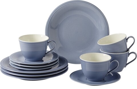 Set de cafea 12 piese, Like Villeroy & Boch, Color Loop Horizon, portelan premium, albastru