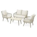 Set mobilier pentru gradina/terasa, 4 piese, Rennes, aluminiu/textilina/poliester, gri