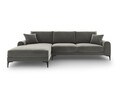 Coltar stanga, Madara, Mazzini Sofas, 5 locuri, 254x182x90 cm, catifea, gri deschis