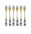 Set 6 furculite desert Blue Danube Gold, Brandani, inox, maner ceramic