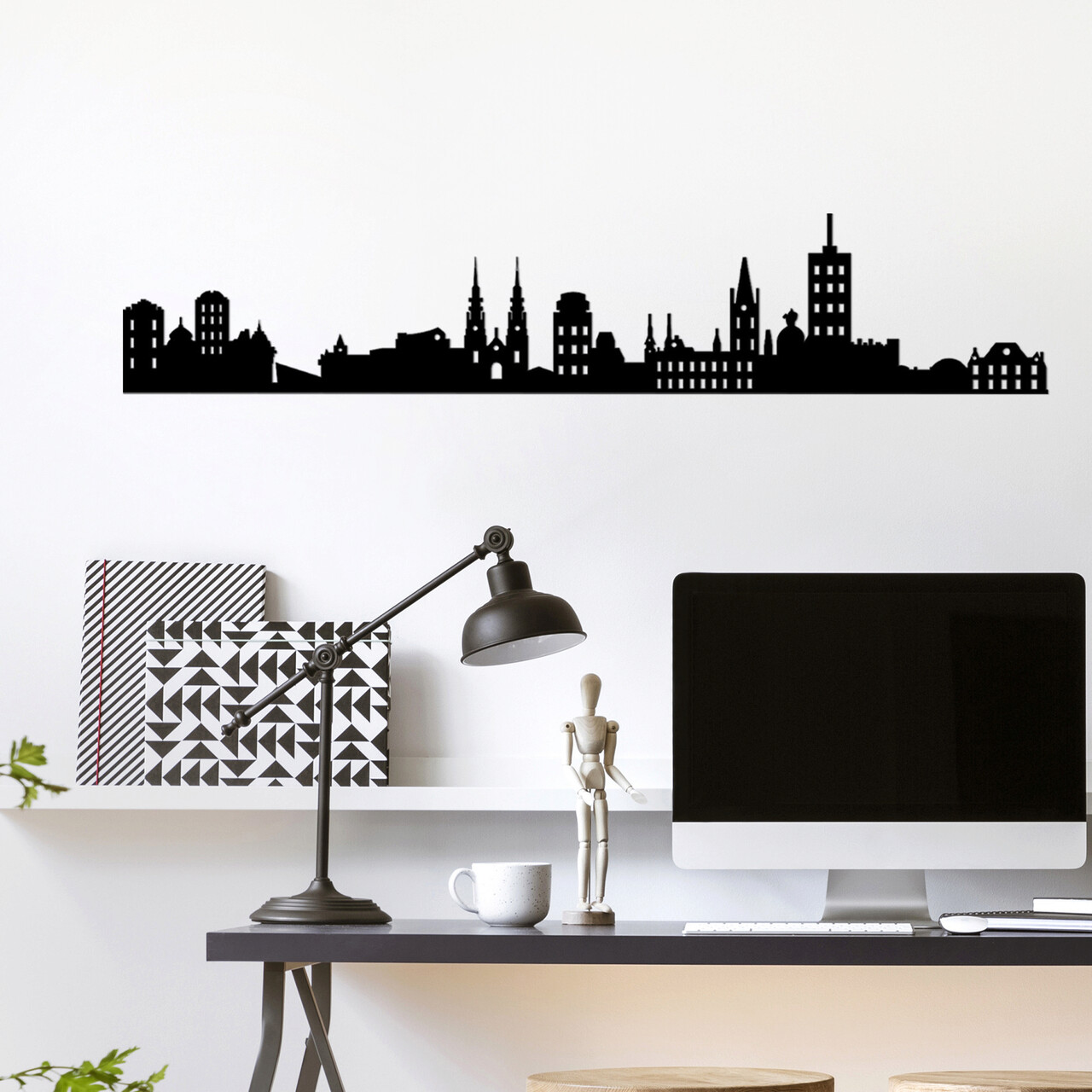 Decoratiune de perete, Ottowa Skyline, Metal, Dimensiune: 118 x 23 cm, Negru - 1 | YEO