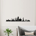 Decoratiune de perete, New York Skyline, Metal, Dimensiune: 120x24 cm, Negru