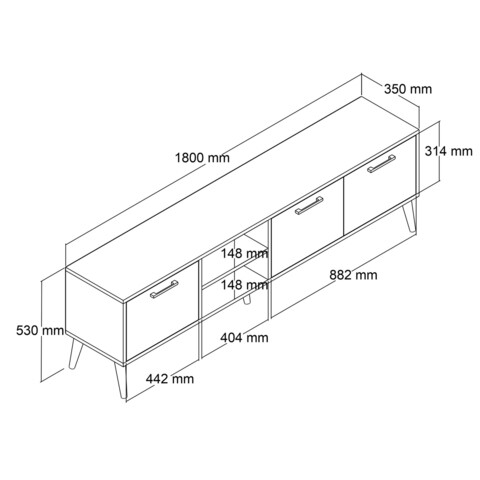 Comoda TV, Mezza, Exxen, 180x53x35 cm, Stejar