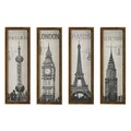 Set 4 tablouri decorative, KZM388, MDF, Imprimat UV, Maro / Alb / Negru