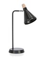 Lampa de masa Brill, Bizzotto, 26.5x15x46 cm, 1 x E14, 25W, otel/lemn de pin, negru