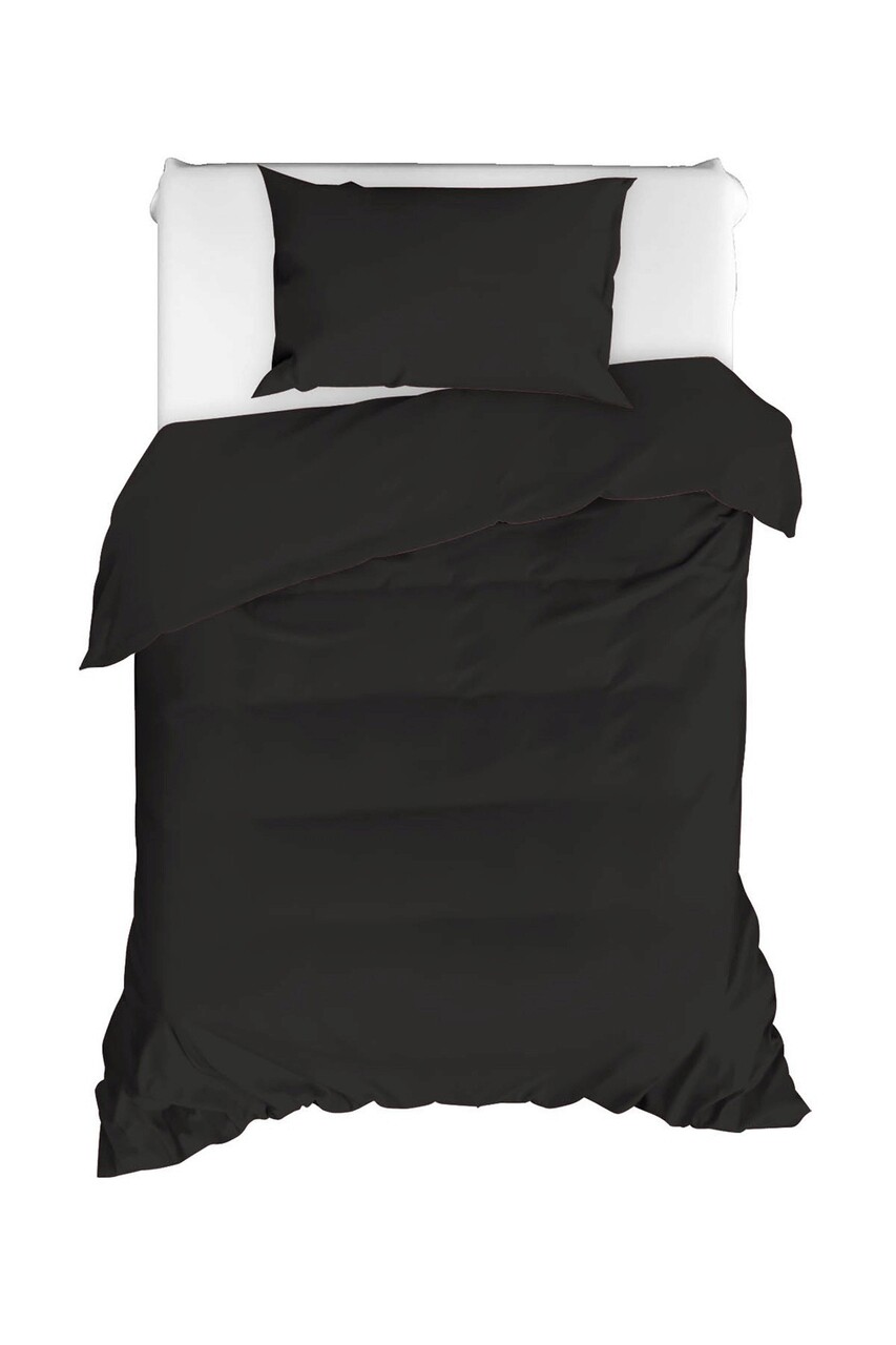 Set lenjerie de pat pentru o persoana 2 piese, Fresh Color - Black, EnLora Home, Bumbac Ranforce - 1 | YEO