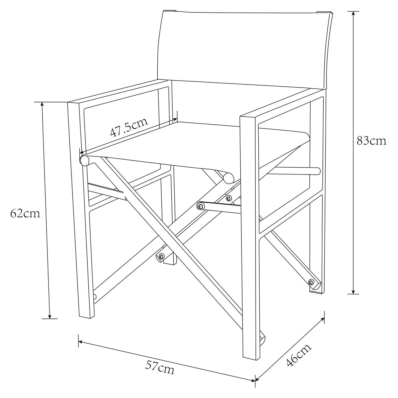 Set 2 scaune pentru exterior Director, 57x86x43 cm, aluminiu, negru