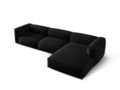 Coltar modular dreapta 3 locuri, Martina-169, Micadoni Home, 332x176x75 cm, tesatura structurata catifelata, negru