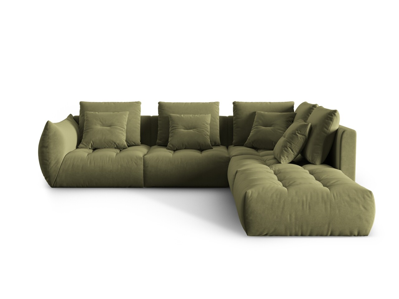 Coltar modular dreapta 4 locuri, Bloom-184, Micadoni Home, 316x310x95 cm, catifea, verde deschis - 1 | YEO