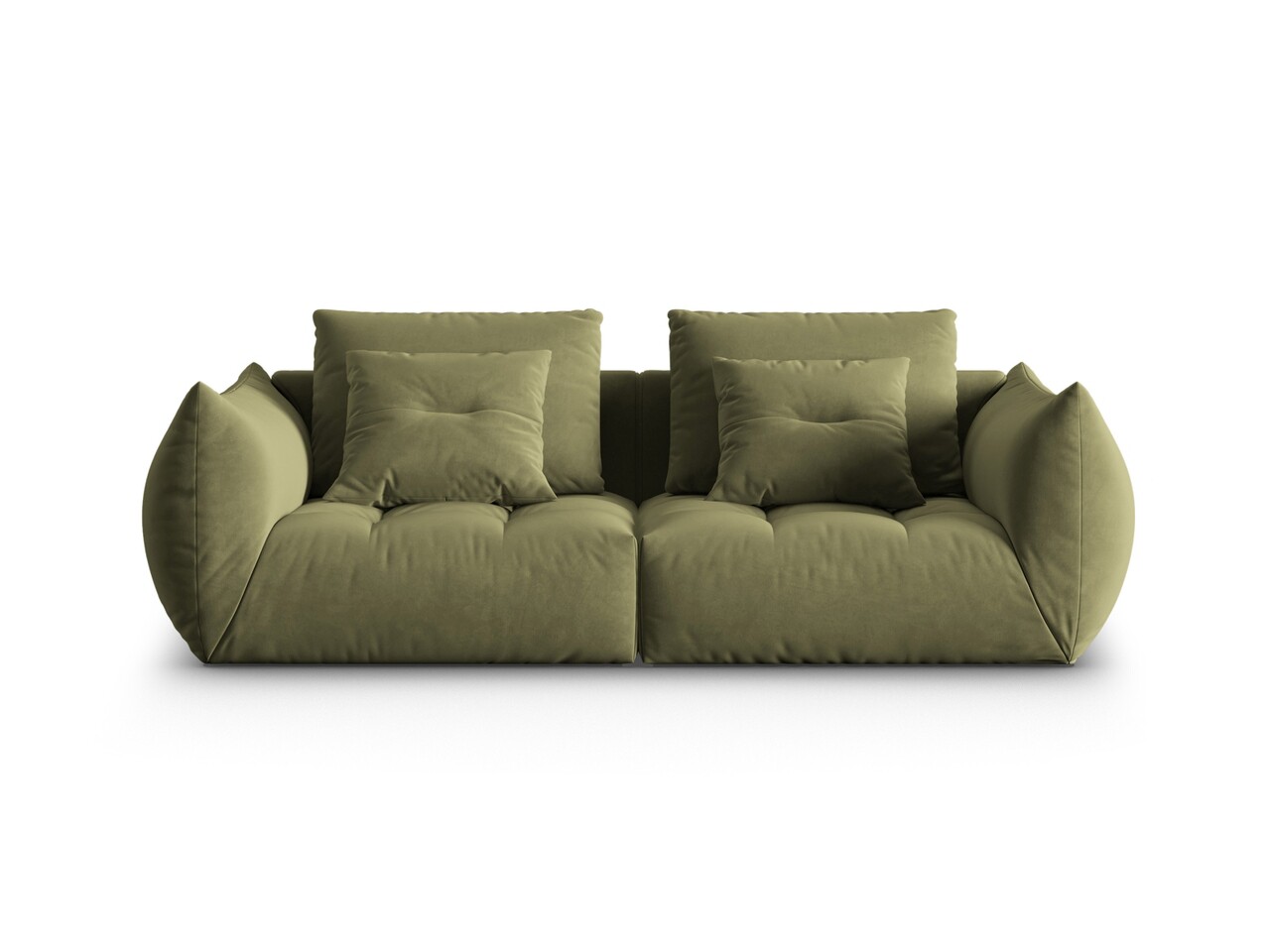 Canapea modulara 3 locuri, Bloom-184, Micadoni Home, 232x106x95 cm, catifea, verde deschis