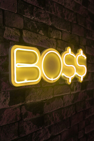 Decoratiune luminoasa LED, BOSS, Benzi flexibile de neon, DC 12 V, Galben