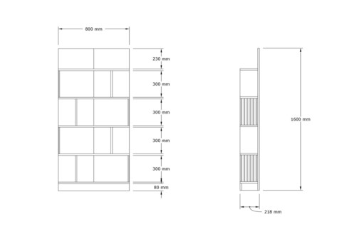 Corp biblioteca, Asse Home, Alex, 80x160x21.8 cm, Alb