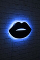 Decoratiune luminoasa LED, Lips 2, MDF, 60 LED-uri, Albastru