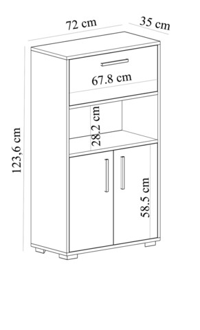 Dulap multifunctional, Olivia, Perfect, 72x123.6x35 cm, PAL , Alb