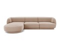 Coltar stanga 4 locuri, Miley, Micadoni Home, BL, 259x155x74 cm, catifea, cappuccino