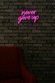 Decoratiune luminoasa LED, Never Give Up, Benzi flexibile de neon, DC 12 V, Roz