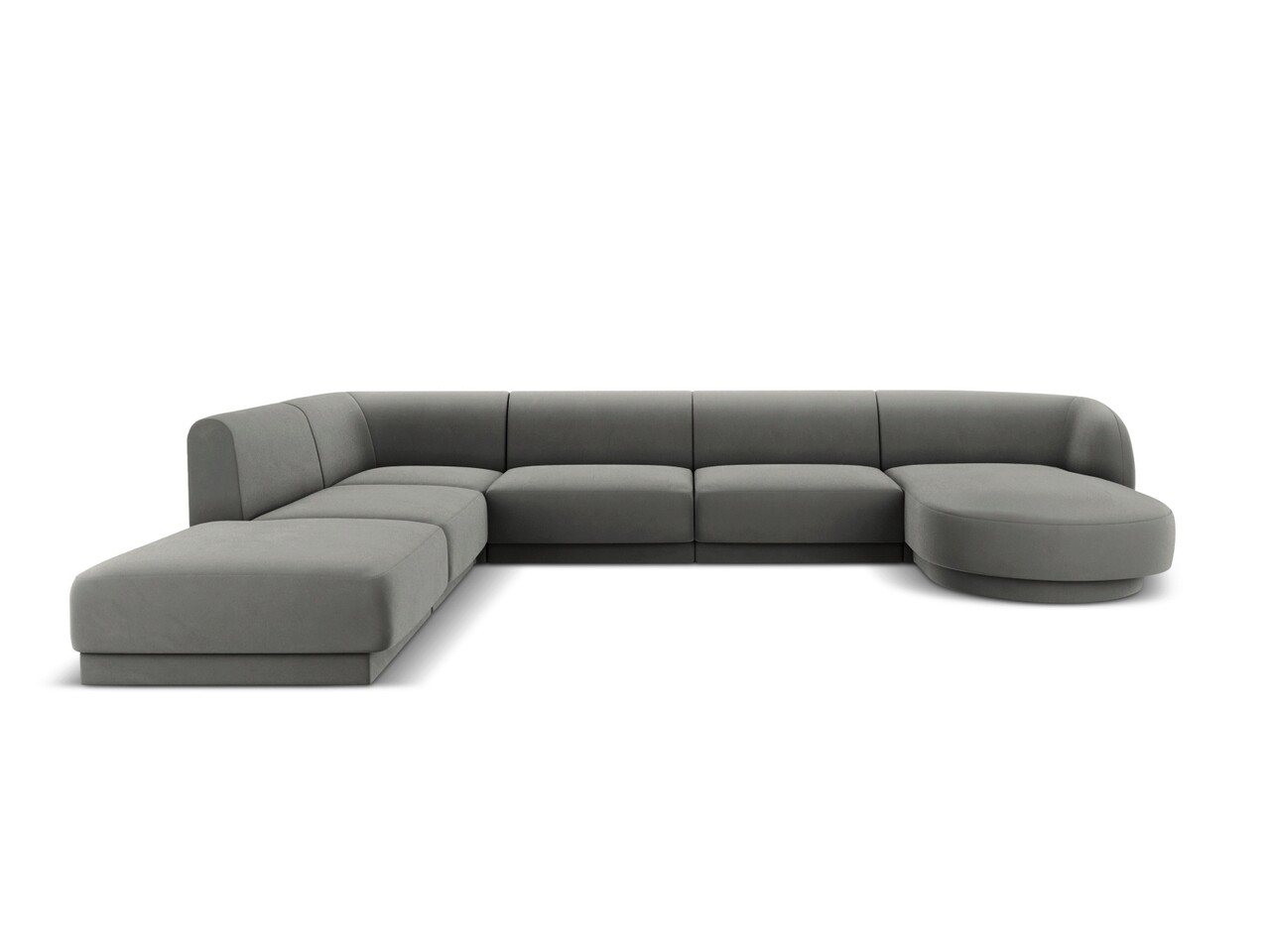 Coltar panoramic stanga 6 locuri, Miley, Micadoni Home, BL, 327x245x74 cm, catifea, gri deschis