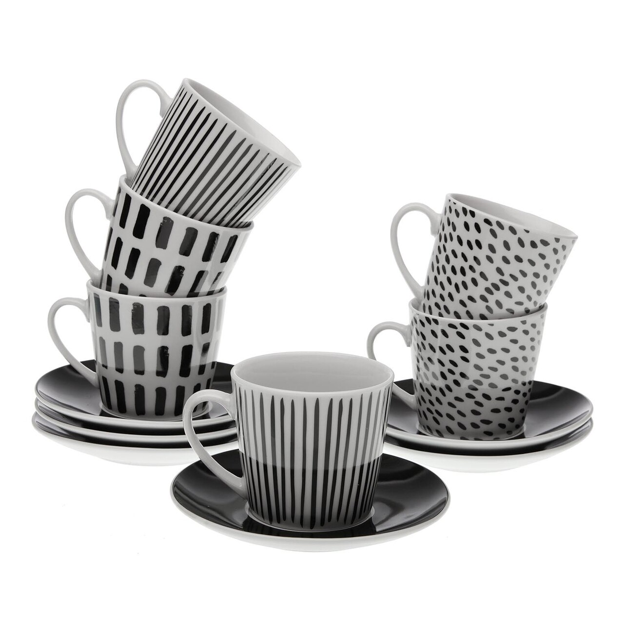 Set 6 Cesti Cu Farfurie Pentru Ceai Sarah, Versa, 10.5 X 8 X 6 Cm, Portelan