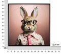 Tablou decorativ Bunny C, Mauro Ferretti, 62.5x62.5 cm, metal/lemn de brad/canvas, multicolor