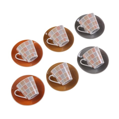 Set 6 cesti cu farfurie pentru cafea Viviana, Versa, 5.8 x 5.8 x 6 cm, portelan