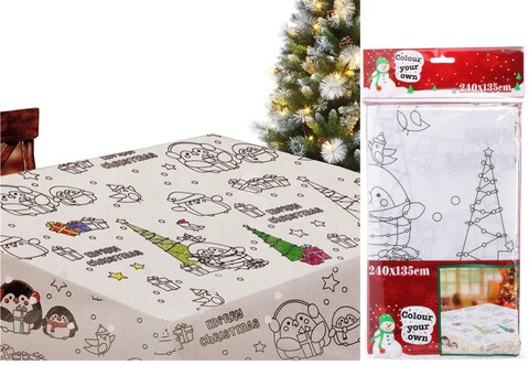 Fata de masa pentru colorat Xmas DIY, Excellent Houseware, 240x135 cm